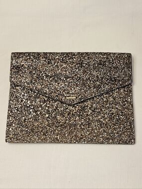 kate spade Glitter Envelope Clutch in Gold and Silver